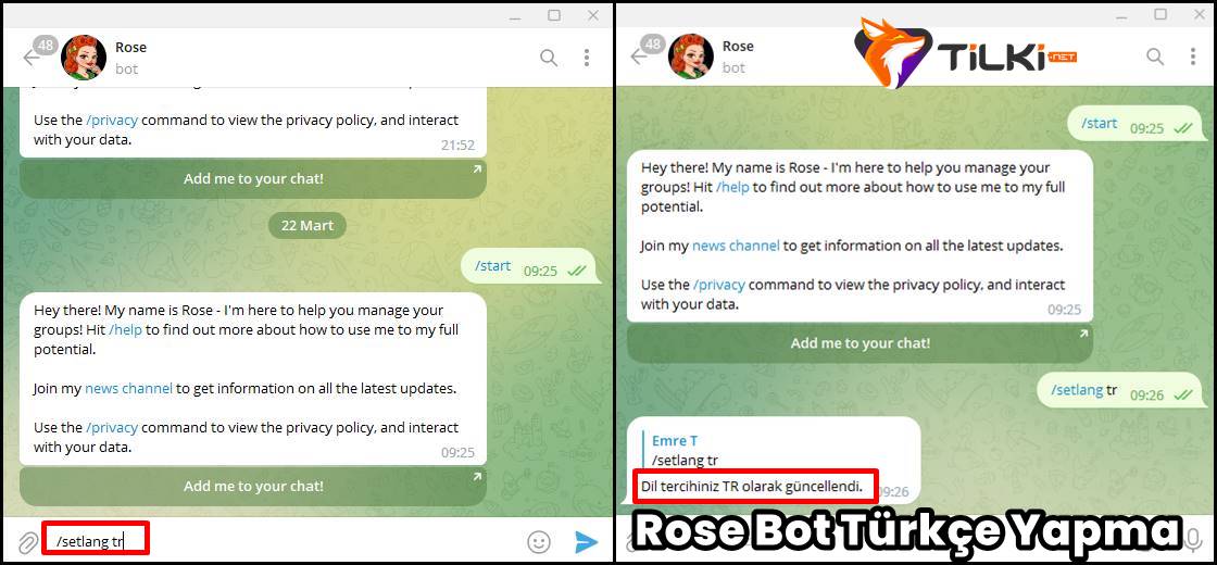 Rose Chatbot Telegram Rose Bot Komutları - Tüm Ayarlar (Detaylı Anlatım) - Tilki.NET 🦊